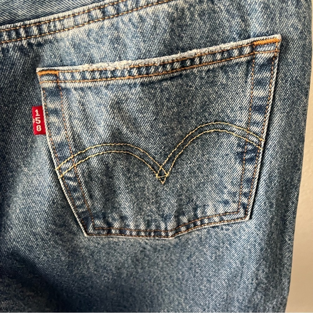 LEVIS sz 29 x 30 150th Anniversay 501 Button Fly Blue Denim Jeans Splice - Picture 12 of 14